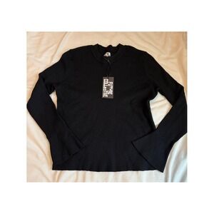 Future Collective Womens Ribbed Mock Neck Long Sleeve Sweater Top Black 1X